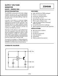 ZSH560C datasheet: Supply voltage monitor ZSH560C