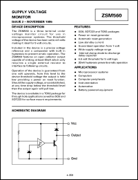 ZSM560G datasheet: Supply voltage monitor ZSM560G