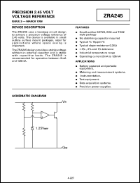 ZRA245N801 datasheet: Precision 2.45 V voltage reference ZRA245N801