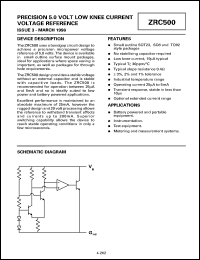 ZRC500A03 datasheet: Precision 5 V low knee current voltage reference ZRC500A03
