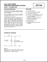 ZRT100GC1 datasheet: 9.8 V low power precision reference sourse ZRT100GC1