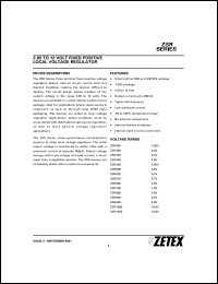 ZSR485N8 datasheet: 4.85 V, Fixed positive local voltage regulator ZSR485N8