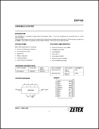 ZXF103Q16TC datasheet: Variable Q filter ZXF103Q16TC