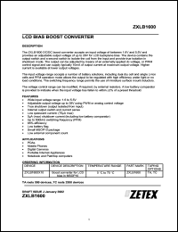 ZXLB1600X10TA datasheet: LCD bias boost converter ZXLB1600X10TA