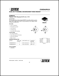 ZXMD63P02XTC datasheet: Dual 20 V P-channel enhancement mode mosfet ZXMD63P02XTC