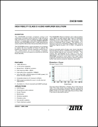ZXCD1000EQ16TC datasheet: High fidelity class D audio amplifier solution ZXCD1000EQ16TC