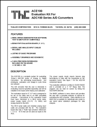 ACE100 datasheet: Evaluation kit for A/D converter ACE100