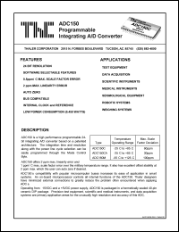ADC150CA datasheet: Precision 24 bit integrating  A/D converter ADC150CA