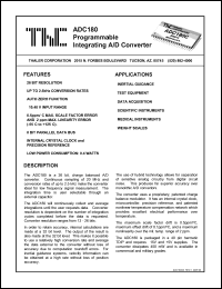 ADC180CA datasheet: Precision 26 bit integrating  A/D converter ADC180CA