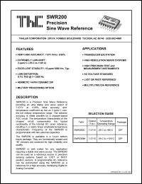 SWR200C datasheet: Precision sine wave reference SWR200C