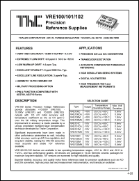 VRE102CA datasheet: Precision reference supply VRE102CA