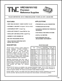 VRE100M datasheet: Precision reference supply VRE100M