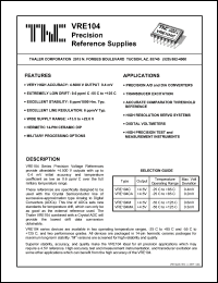 VRE104CA datasheet: Precision reference supply VRE104CA