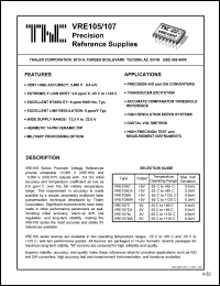 VRE107CA datasheet: Precision reference supply VRE107CA