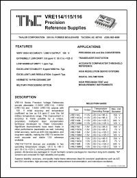 VRE115C datasheet: Precision reference supply VRE115C