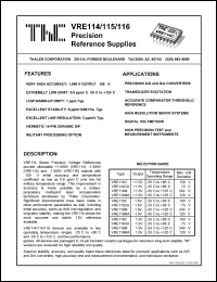 VRE115CA datasheet: Precision reference supply VRE115CA