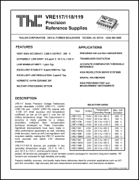 VRE119C datasheet: Precision reference supply VRE119C