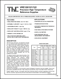 VRE121C datasheet: Precision high temperature reference supply VRE121C