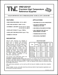 VRE125M datasheet: Precision high temperature reference supply VRE125M