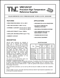 VRE127CA datasheet: Precision high temperature reference supply VRE127CA