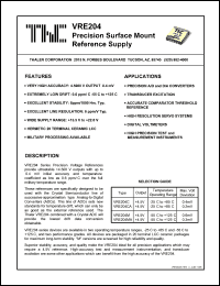 VRE204CA datasheet: Precision surface mount reference supply VRE204CA