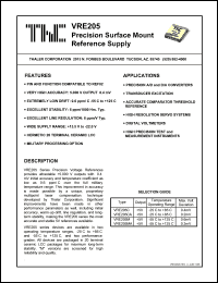 VRE205C datasheet: Precision surface mount reference supply VRE205C