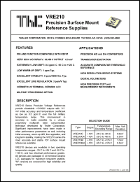 VRE210MA datasheet: Precision surface mount reference supply VRE210MA
