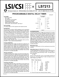 LS7213-S datasheet: Programmable digital delay timer LS7213-S