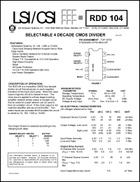 RDD104 datasheet: Selectable 4 decade CMOS divider RDD104