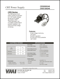 CRS080G40 datasheet: 8 kV, CRT power supply CRS080G40
