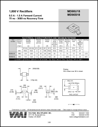 MD90S18 datasheet: 1800 V rectifier, 1.5 A forward current, 3000ns recovery time MD90S18