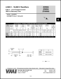 Z25SG datasheet: 2500 V rectifier 0.5-1.5 A forward current, 3000 ns recovery time Z25SG
