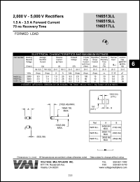 1N6517LL datasheet: 5000 V rectifier 1.5-3.5 A forward current, 70 ns recovery time 1N6517LL