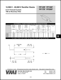 FP125F datasheet: 12500 V rectifier stack 2.2 A forward current, 150 ns recovery time FP125F
