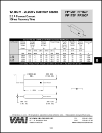 FP175F datasheet: 17500 V rectifier stack 2.2 A forward current, 150 ns recovery time FP175F