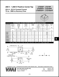 LTI202P datasheet: 200 V positive center tap 20-25 A forward current, 3000 ns recovery time LTI202P
