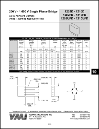 1206UFD datasheet: 600 V single phase bridge 3.0 A forward current, 70 ns recovery time 1206UFD