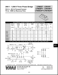 LTI602T datasheet: 200 V three phase bridge 30-40 A forward current, 3000 ns recovery time LTI602T