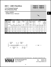 1N6613 datasheet: 600 V rectifier 1.5 A forward current, 70 ns recovery time 1N6613