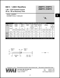 Z06FF5 datasheet: 600 V rectifier 0.5-1 A forward current, 50 ns recovery time Z06FF5