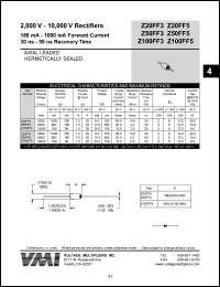 Z100FF5 datasheet: 10000 V rectifier 180-1000mA forward current,50 ns recovery time Z100FF5