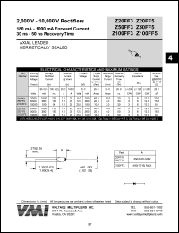Z50FF3 datasheet: 5000 V rectifier 180-1000mA forward current,30 ns recovery time Z50FF3