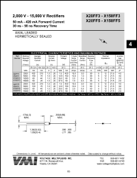 X20FF3 datasheet: 2000 V rectifier 50-420mA forward current,30 ns recovery time X20FF3