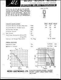 BD242A datasheet: 4mW NPN silicon epitaxial base power transistor BD242A