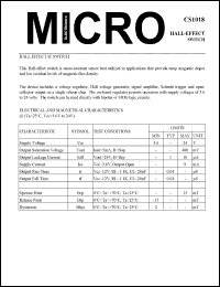 CS1018 datasheet: Hall-effect switch CS1018