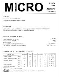 L72CB1GTB datasheet: 90mW right angle green color led lamp L72CB1GTB
