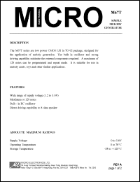 M67T datasheet: Simple melody generator M67T