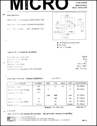 MBB51TBH datasheet: 120mW ultra high brightness blue led display MBB51TBH