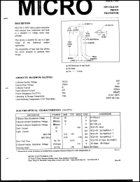 MEL708 datasheet: 5V NPN silicon photo transistor MEL708