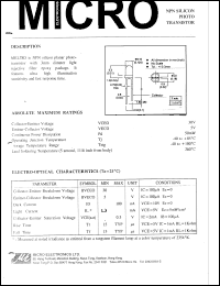 MEL78D datasheet: 5V NPN silicon photo transistor MEL78D